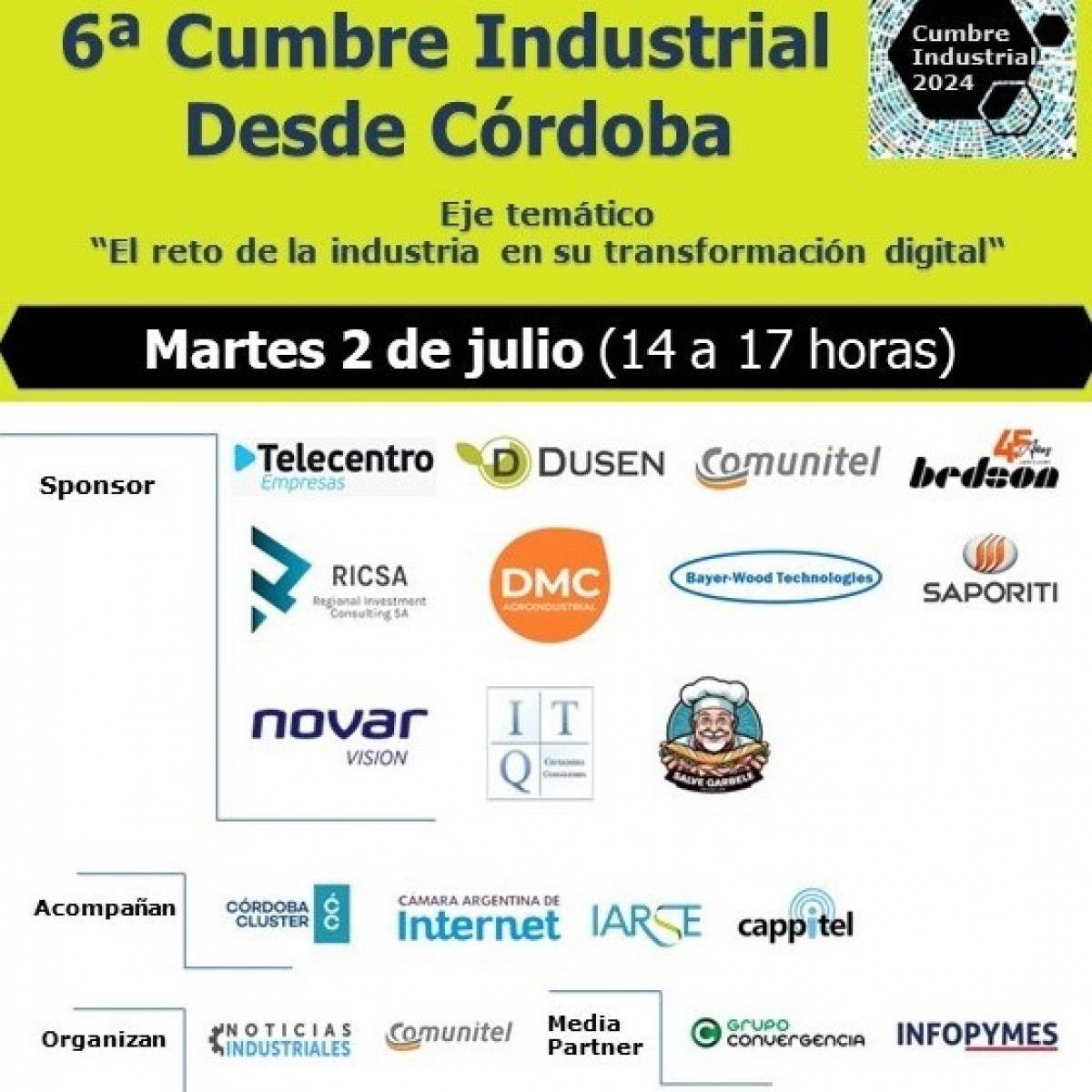 La tecnología será el eje temático de la 6ª Cumbre Industrial de Córdoba