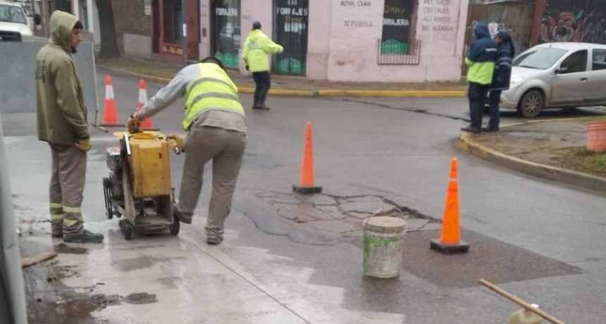 Trabajos de reconstrucción de pavimento en calle Mitre