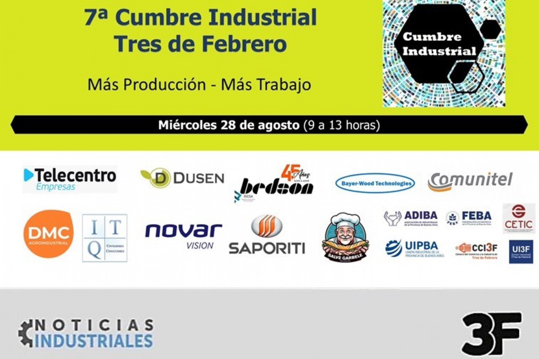 La 7ª Cumbre Industrial se realizará en Tres de Febrero